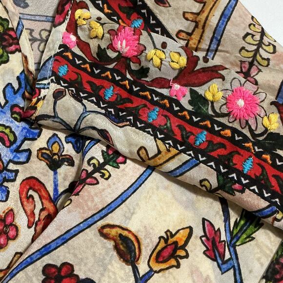 Vineet Bahl for Anthropologie Embroidered Floral Boho Front Tie Top M - Picture 10 of 12